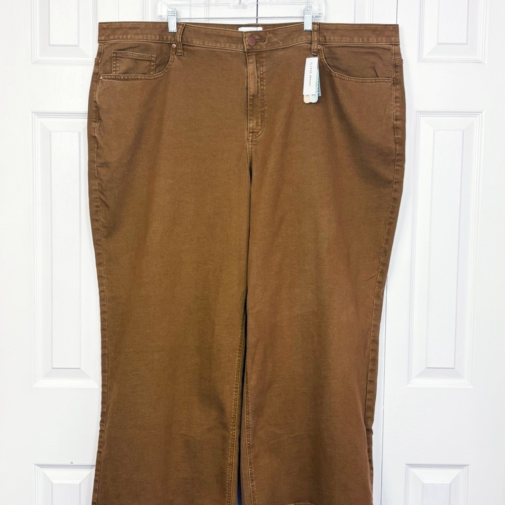 NWT Lane Bryant Brown Denim Flex Magic Mid-Rise Wide Leg Jeans 30/32